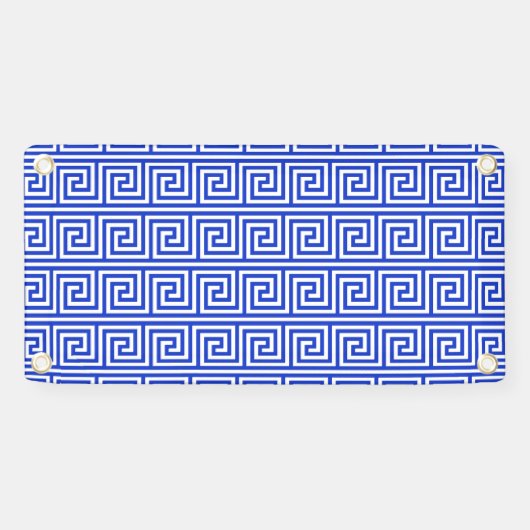 Griechisch Meander Key Squares Muster Blau Banner (Horizontal)