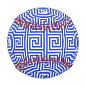 Griechisch Meander Key Squares Muster Blau Baseball (Vorderseite)