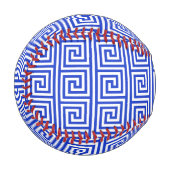 Griechisch Meander Key Squares Muster Blau Baseball (Vorderseite Links)