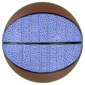 Griechisch Meander Key Squares Muster Blau Basketball (Vorderseite)