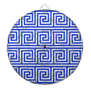 Griechisch Meander Key Squares Muster Blau Dartscheibe
