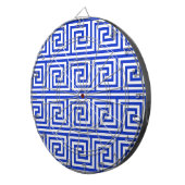 Griechisch Meander Key Squares Muster Blau Dartscheibe (Vorderseite rechts)