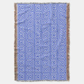 Griechisch Meander Key Squares Muster Blau Decke (Vorderseite Vertikal)