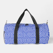 Griechisch Meander Key Squares Muster Blau Duffle Bag (Rückseite)