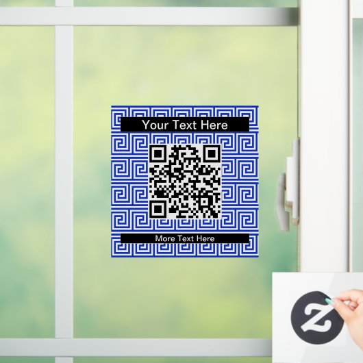Griechisch Meander Key Squares Muster Blau Fensteraufkleber (Zuhause)