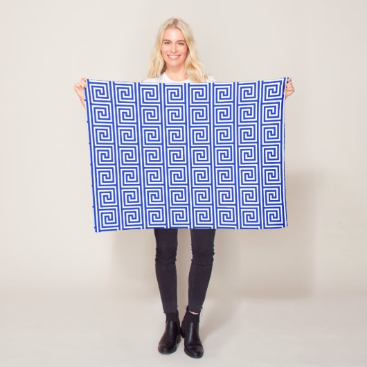 Griechisch Meander Key Squares Muster Blau Fleecedecke (Beispiel)
