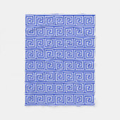 Griechisch Meander Key Squares Muster Blau Fleecedecke (Vorderseite)