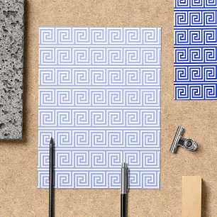 Griechisch Meander Key Squares Muster Blau Flyer