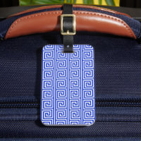 Griechisch Meander Key Squares Muster Blau