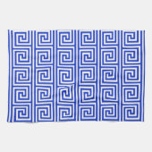 Griechisch Meander Key Squares Muster Blau Geschirrtuch (Horizontal)