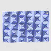 Griechisch Meander Key Squares Muster Blau Golfhandtuch (Horizontal)
