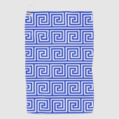 Griechisch Meander Key Squares Muster Blau Golfhandtuch (Vorderseite)