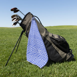 Griechisch Meander Key Squares Muster Blau Golfhandtuch