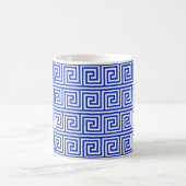 Griechisch Meander Key Squares Muster Blau Kaffeetasse (Mittel)