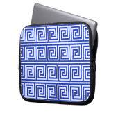 Griechisch Meander Key Squares Muster Blau Laptopschutzhülle (Vorderseite Links)