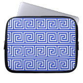 Griechisch Meander Key Squares Muster Blau Laptopschutzhülle (Vorderseite)