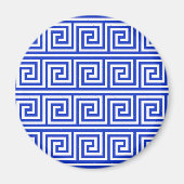 Griechisch Meander Key Squares Muster Blau Magnet (Vorne)