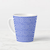 Griechisch Meander Key Squares Muster Blau Milchtasse (Linke Ecke)