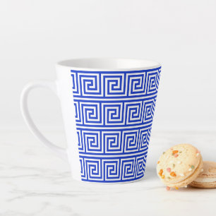 Griechisch Meander Key Squares Muster Blau Milchtasse