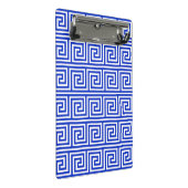 Griechisch Meander Key Squares Muster Blau Mini Klemmbrett (Schrägansicht)