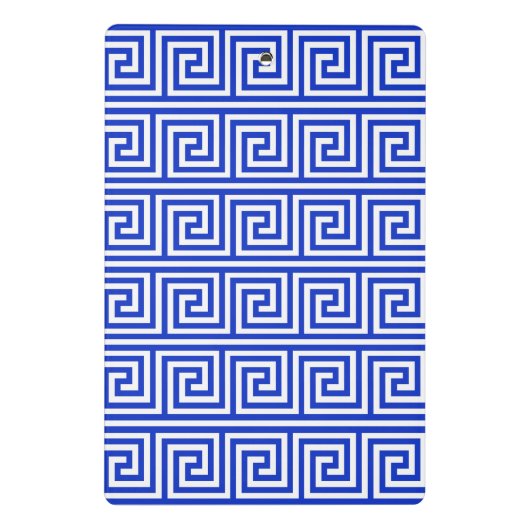 Griechisch Meander Key Squares Muster Blau Mini Klemmbrett (Rückseite)