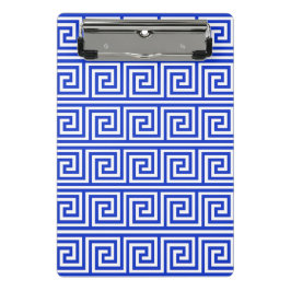 Griechisch Meander Key Squares Muster Blau Mini Klemmbrett