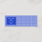 Griechisch Meander Key Squares Muster Blau Mini Visitenkarte (Rückseite)