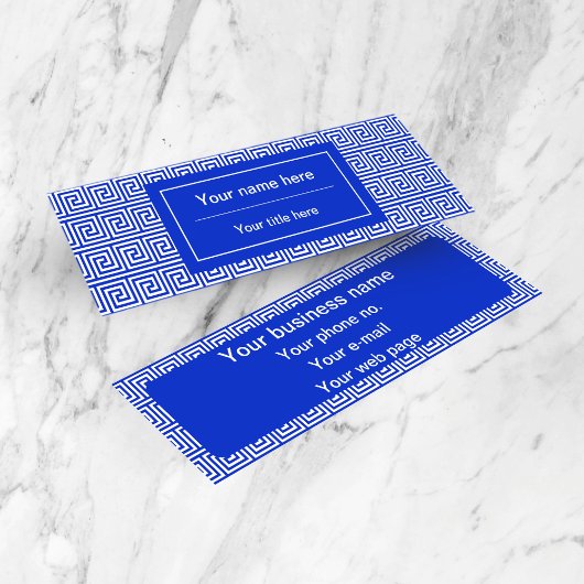 Griechisch Meander Key Squares Muster Blau Mini Visitenkarte