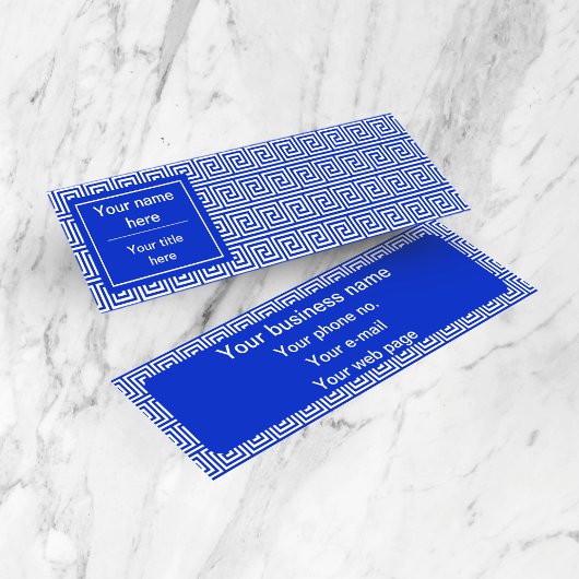 Griechisch Meander Key Squares Muster Blau Mini Visitenkarte