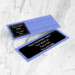 Griechisch Meander Key Squares Muster Blau Mini Visitenkarte