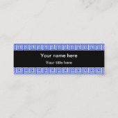 Griechisch Meander Key Squares Muster Blau Mini Visitenkarte (Rückseite)