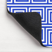 Griechisch Meander Key Squares Muster Blau Mousepad (Ecke)