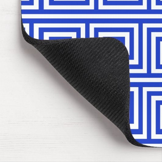 Griechisch Meander Key Squares Muster Blau Mousepad (Ecke)