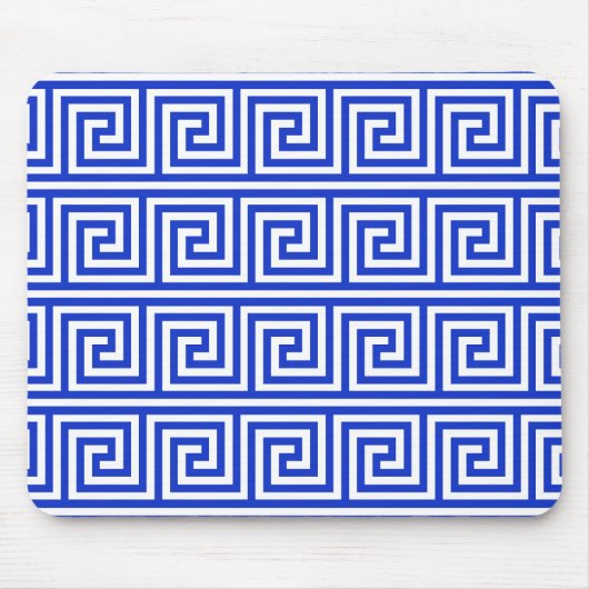 Griechisch Meander Key Squares Muster Blau Mousepad (Vorne)