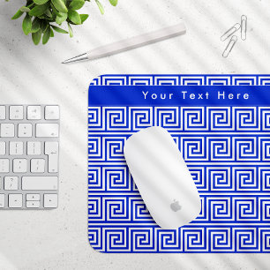 Griechisch Meander Key Squares Muster Blau Mousepad