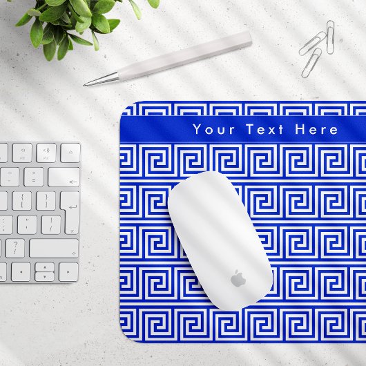 Griechisch Meander Key Squares Muster Blau Mousepad