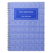 Griechisch Meander Key Squares Muster Blau Notizblock (Vorderseite)