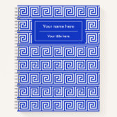 Griechisch Meander Key Squares Muster Blau Notizblock (Vorderseite)