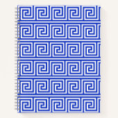 Griechisch Meander Key Squares Muster Blau Notizblock (Vorderseite)