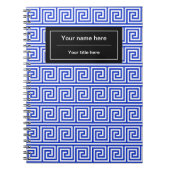 Griechisch Meander Key Squares Muster Blau Notizblock (Vorderseite)