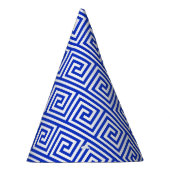 Griechisch Meander Key Squares Muster Blau Partyhütchen (Rechts)