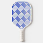 Griechisch Meander Key Squares Muster Blau Pickleball Schläger (Vorderseite)