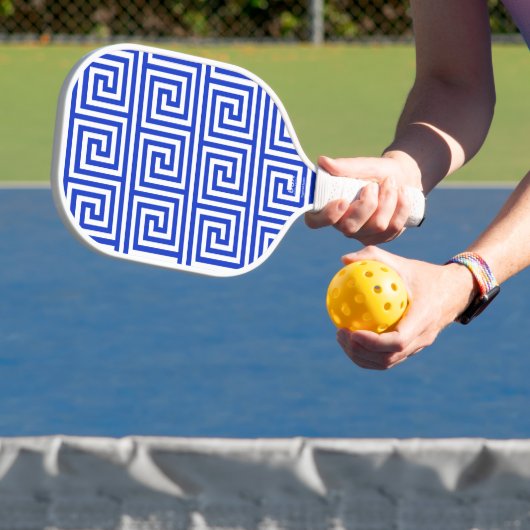 Griechisch Meander Key Squares Muster Blau Pickleball Schläger (InSitu)