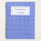 Griechisch Meander Key Squares Muster Blau Planer (Vorderseite)