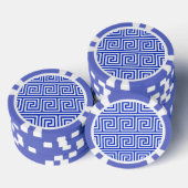 Griechisch Meander Key Squares Muster Blau Pokerchips (Stapel)