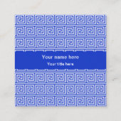 Griechisch Meander Key Squares Muster Blau Quadratische Visitenkarte (Rückseite)