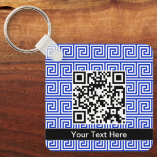 Griechisch Meander Key Squares Muster Blau Schlüsselanhänger