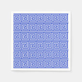 Griechisch Meander Key Squares Muster Blau Serviette (Vorderseite)