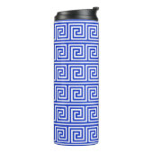 Griechisch Meander Key Squares Muster Blau Thermosbecher (Nach links gedreht)