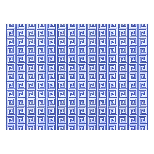 Griechisch Meander Key Squares Muster Blau Tischdecke (Vorderseite (Horizontal))